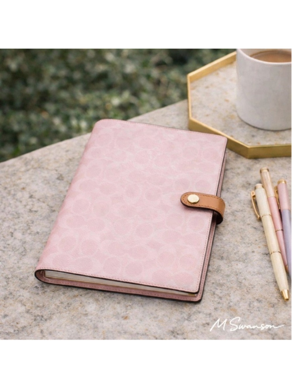 NEW Authentic Coach Notebook + Pencil Case In Powder Pink Signature Canvas NWT - Picture 3 of 14